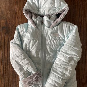 Light blue fur lined north face- little girl size xs/6